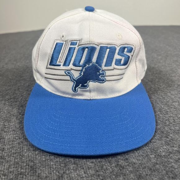 Vintage Detroit Lions Hat Cap Snap Back Mens One Size Blue NFL Football Reebok - Picture 1 of 9